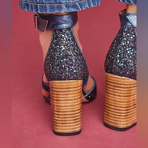 NWOT Anthropologie sparkly blue heels - Picture 3 of 10